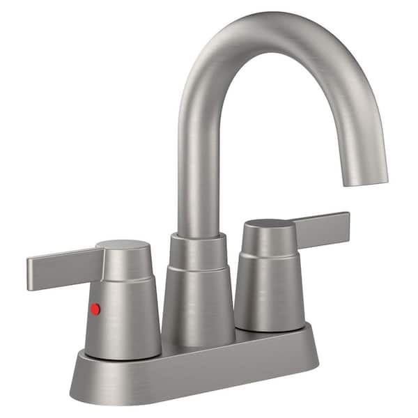 4 in. Centerset 2-Handle 360° High Arc Rotating Spout Bathroom Sink Faucet, Brushed Nickel