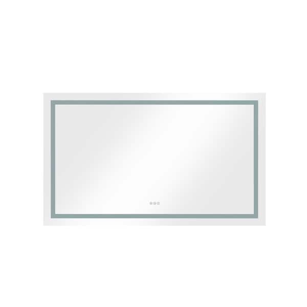 White 36 in. W x 60 in. H LED Rectangle Metal Framed Wall Mirror