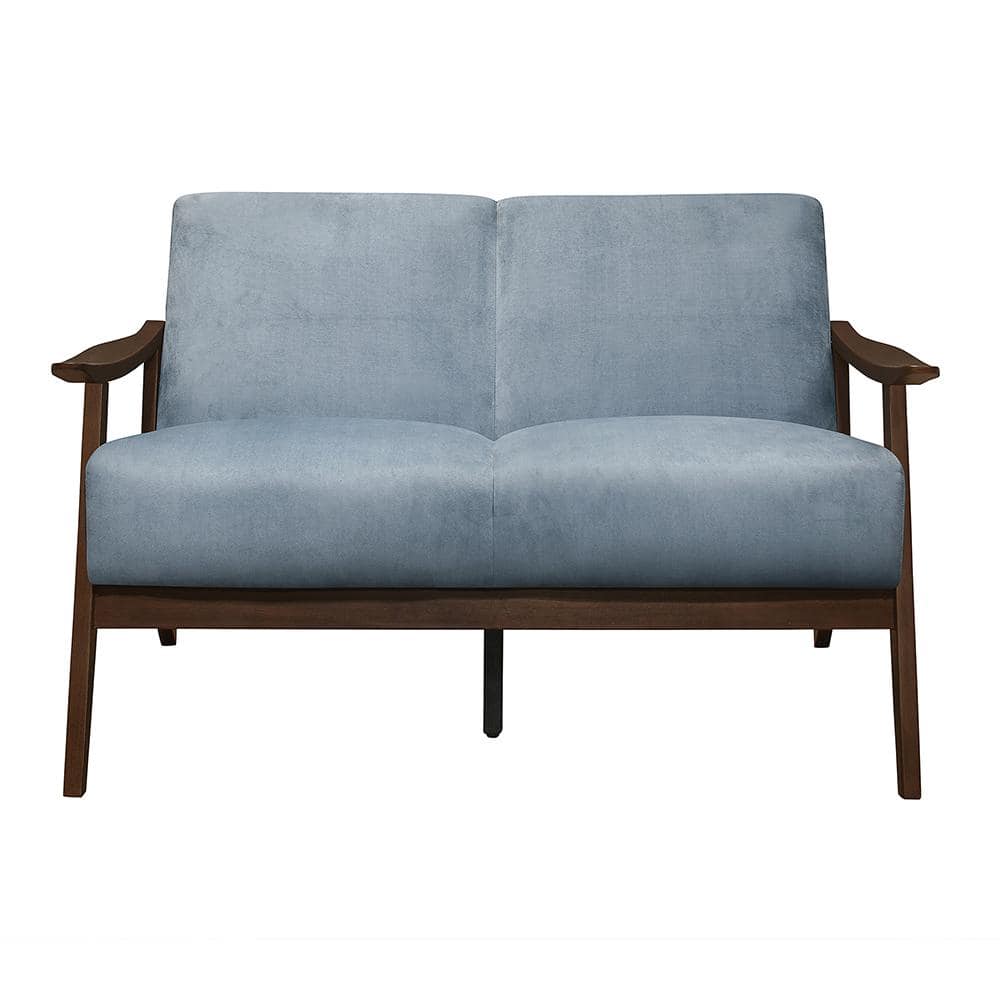 Lonita 51 in. W Blue Gray Velvet Loveseat