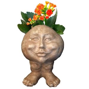 12 in. Stone Wash Mama Petunia the Muggly Statue Face Planter Holds 4 in. Pot
