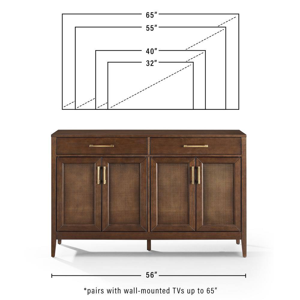 Milo Dark Brown Wood Sideboard with Rattan Panels
