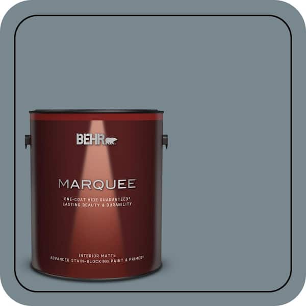 BEHR MARQUEE 1 gal. #N470-5 Norwegian Blue One-Coat Hide Matte Interior Paint & Primer