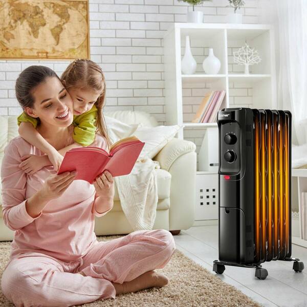 Costway 1500-Watt Electric Oil-Filled Radiant Space Heater with Adjustable  Thermostat EP24919US-BK - The Home Depot