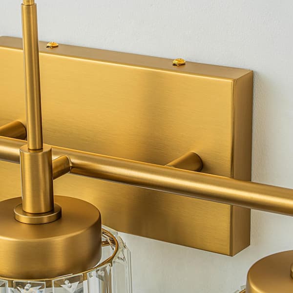 小物 energieymb ZYZWMB 19.7 in. 3-Light Brushed Gold Dimmable Crystal Bathroom