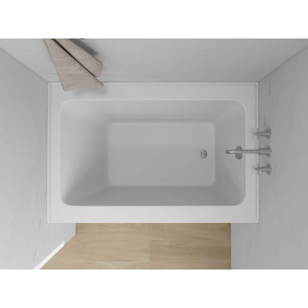 White Acrylic Alcove Soaking Bathtub with Right Drain