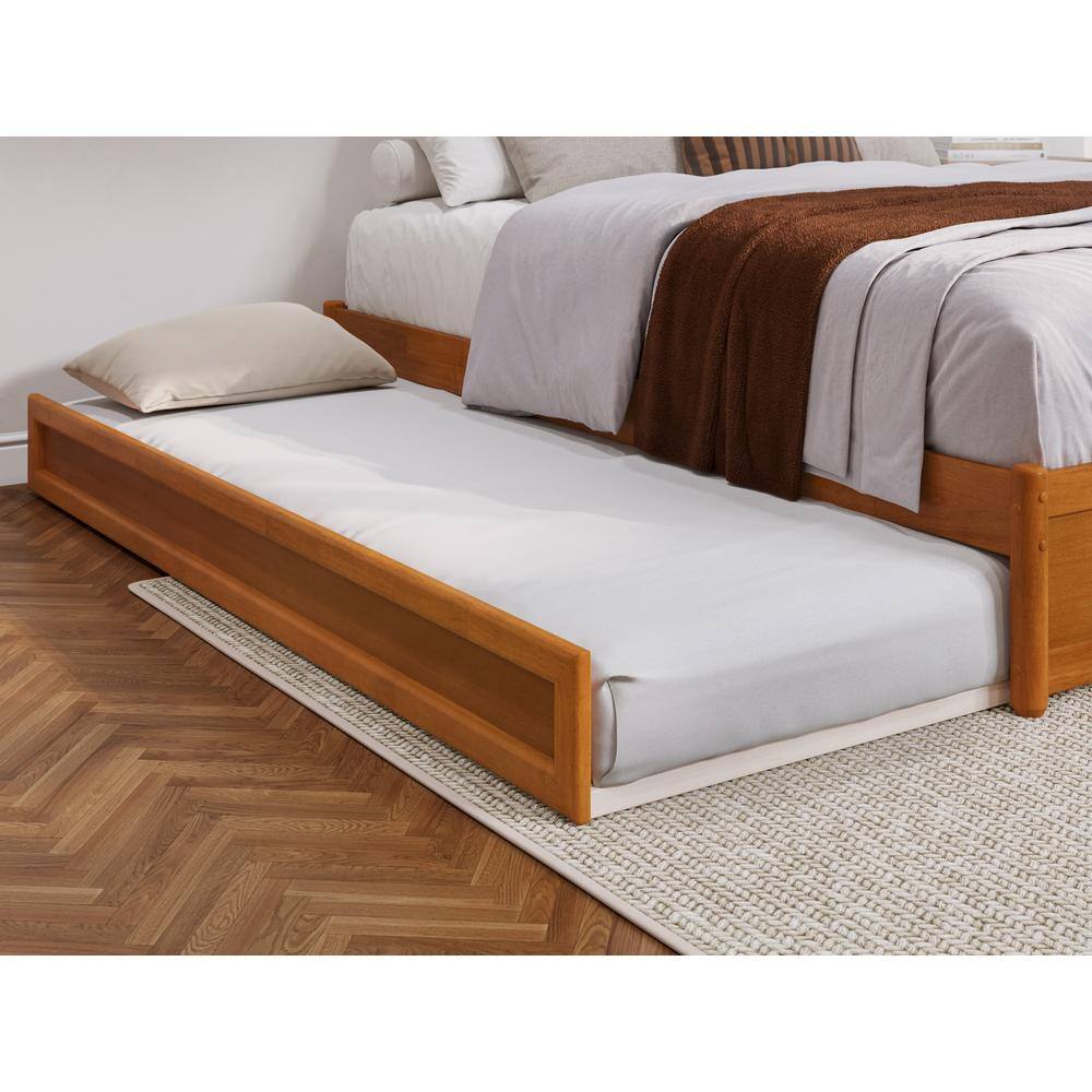 Barcelona Light Toffee Queen Wood Panel Platform Bed with Twin XL Trundle