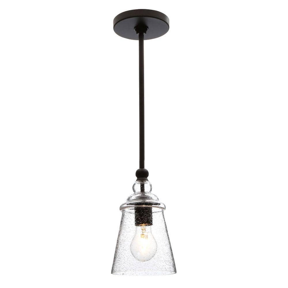 Oil Rubbed Bronze Mini Pendant with Clear Seeded Glass Shade