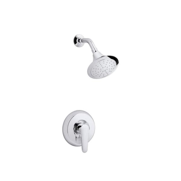 KOHLER July 1-Spray 7.5 in. Single Wall Mount Fixed Shower Head in Polished Chrome