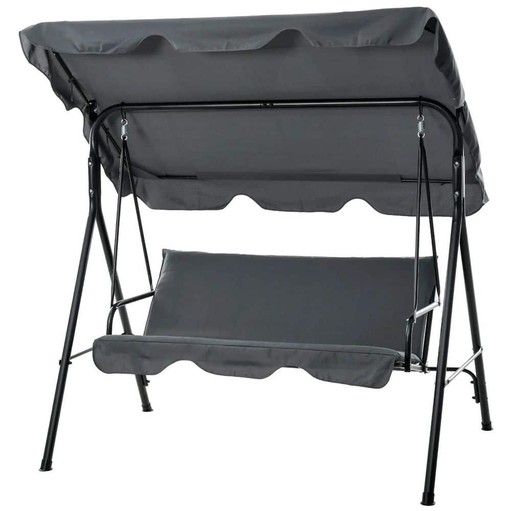 Outsunny Outdoor Metal Swing Bliss: 3-Seat, Cushioned Comfort, Adjustable Canopy in Soothing Gray, Patio Swing. price history on PriceWatchPro