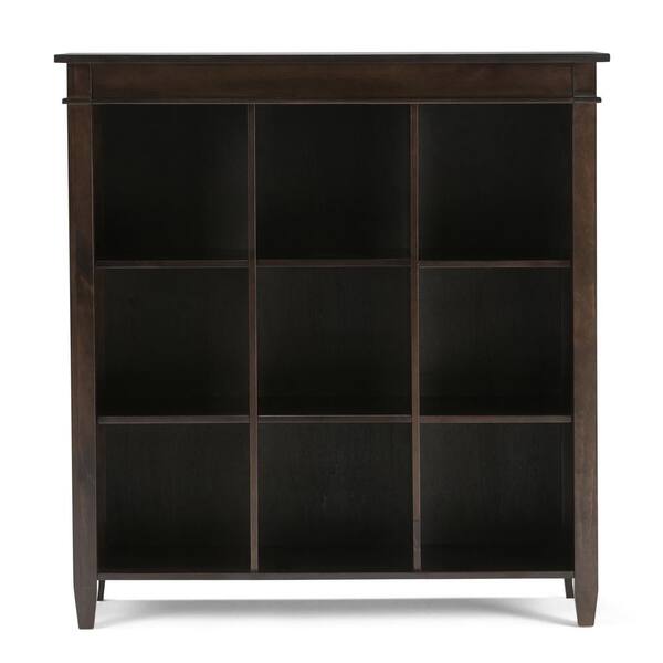 Simpli Home Carlton 48 in. Dark Tobacco Brown Wood 9-shelf Standard Bookcase with Adjustable Shelves