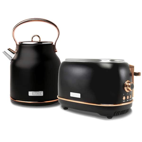 HADEN 7-Cup Electric Kettle and 2-Slice Wide Slot Toaster, Stainless Steel Kitchen Accessory