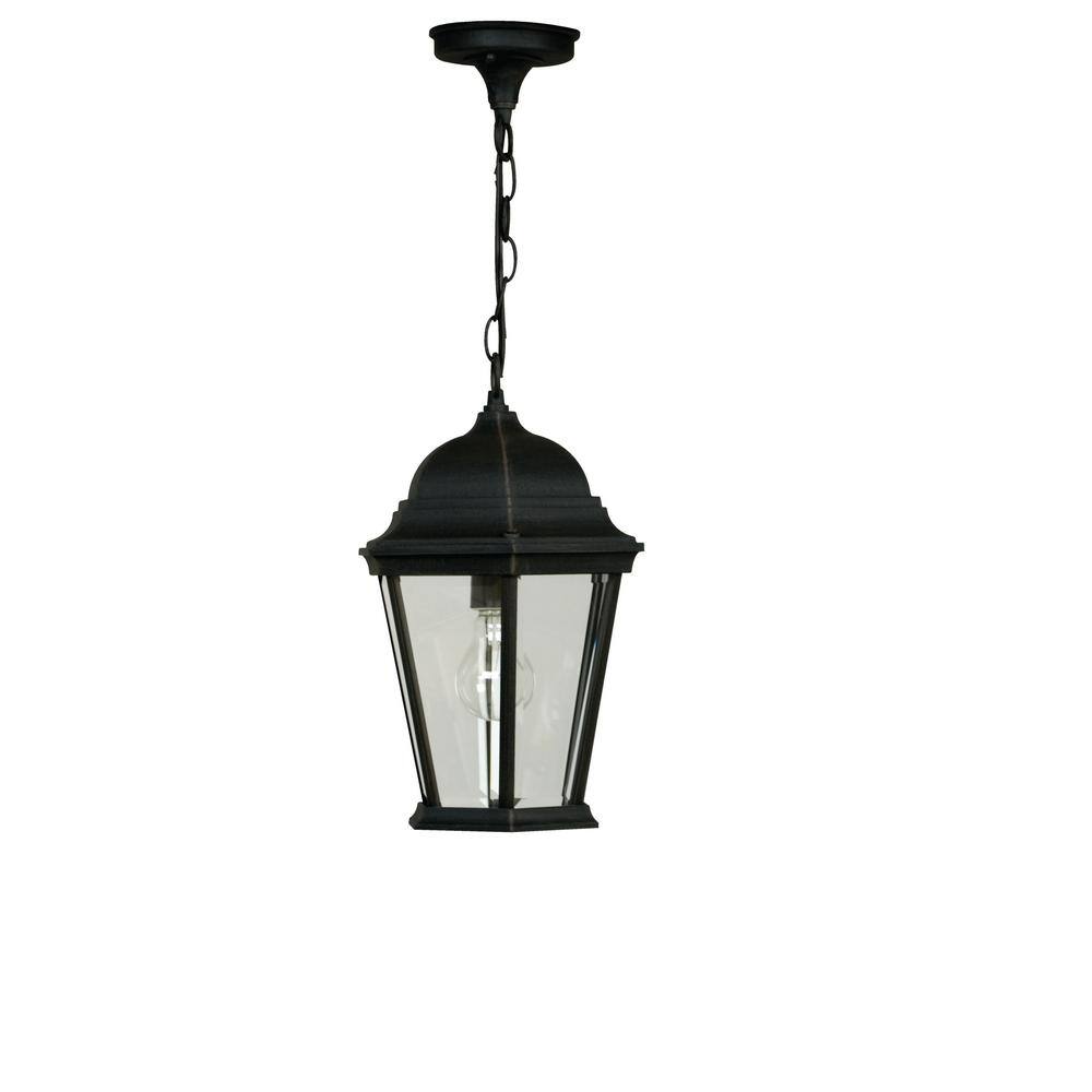 Matte Black Glass Outdoor Hanging Lantern Pendant
