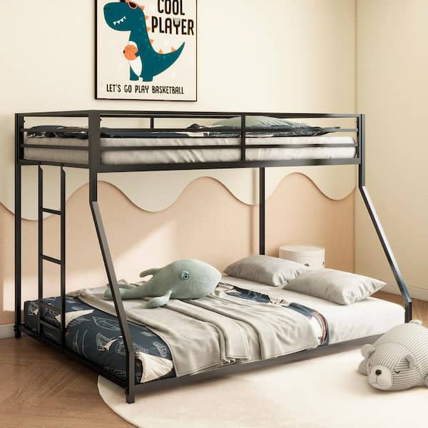 Noble House Gasa Ladder Twin Over Full Bunk Bed, Metal, Black without Mattress