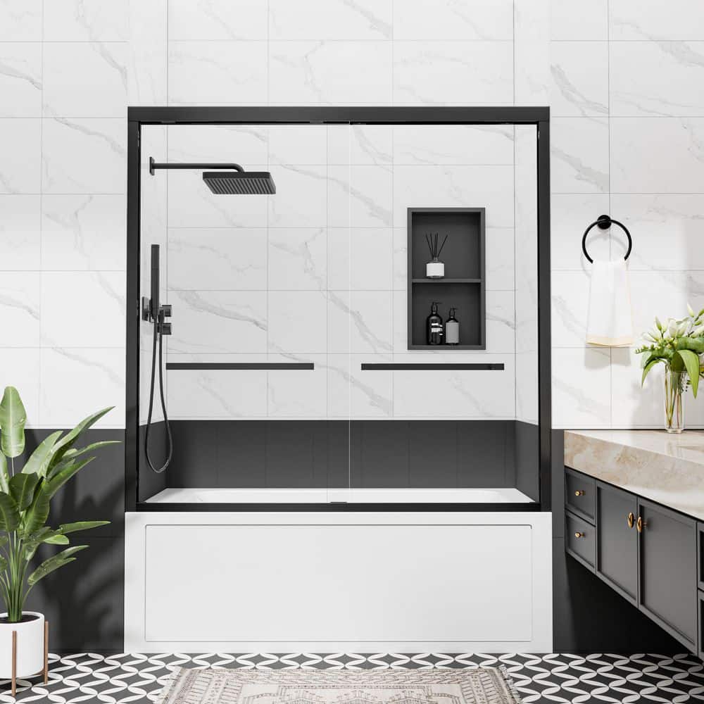 56 in. - 60 in. W x 60 in. H Single Sliding Framed Tub Shower Door in Brushed Gold with 8 mm. Tinted Tempered Glass price history on PriceWatchPro