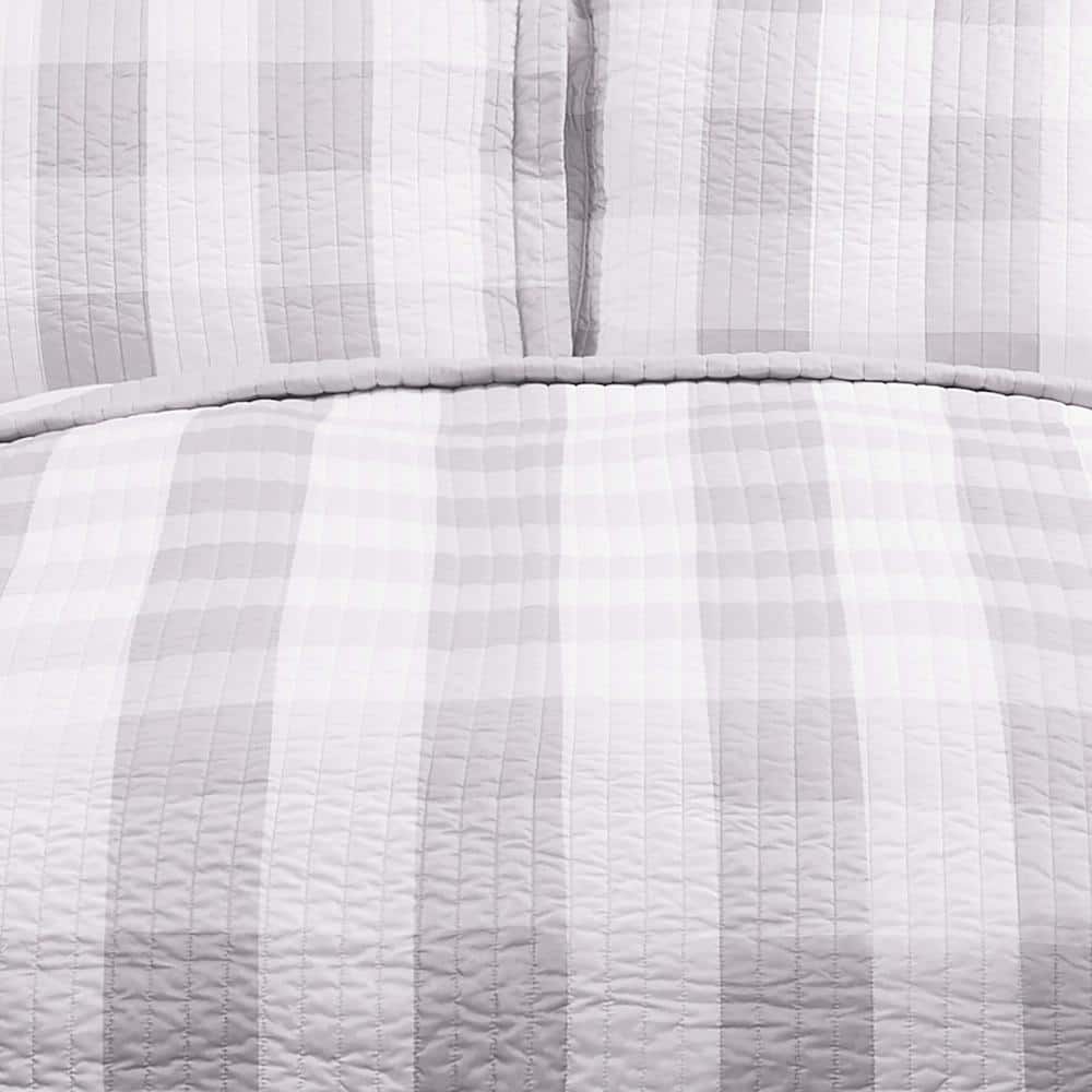 Gray Twin XL Reversible Microfiber Quilt Set