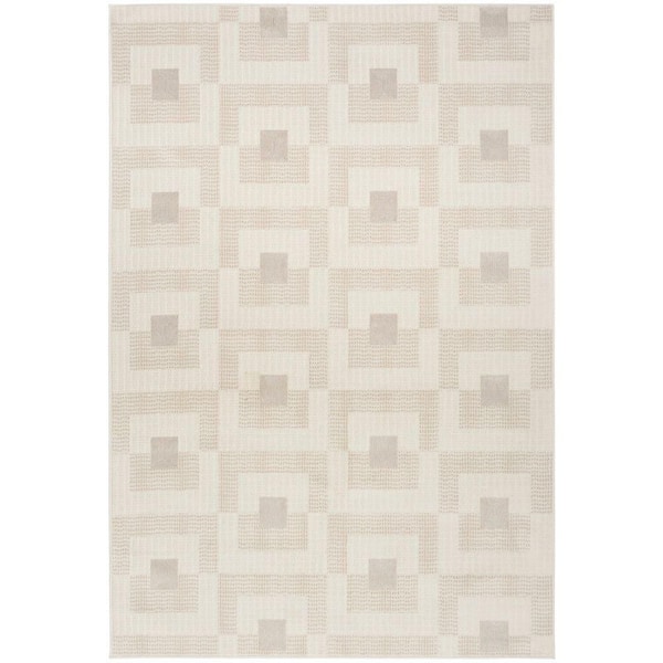 Nourison Nordic Ivory Beige 5 ft. x 7 ft. Geometric Contemporary Area Rug