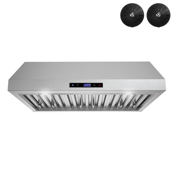 30 in. 406 CFM Magherno Ductless Under Cabinet Range Hood in Brushed Steel, Baffle Filters, Touchpad Control, LED Lights
