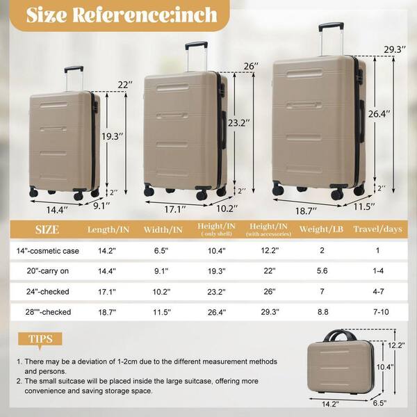 INNOBULE 6 Pieces Luggage Set khaki ABS Plastic Hardside w