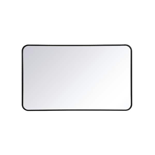 Unbranded Timeless Home 40 in. H x 24 in. W Black Modern Soft Corner Rectangular Wall Mirror