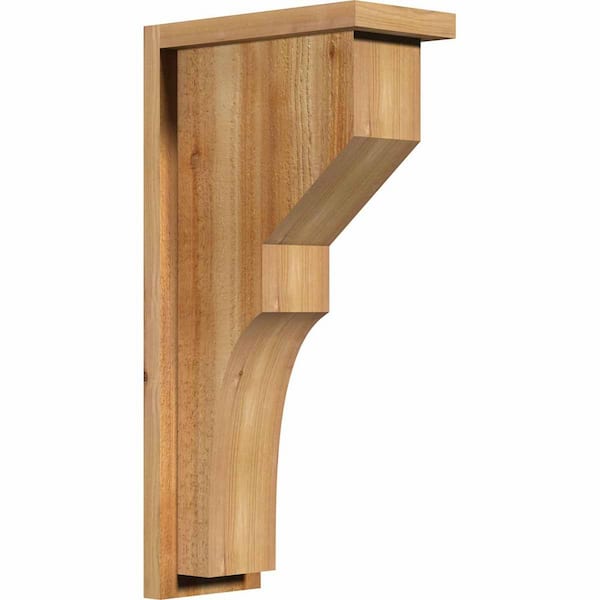 Ekena Millwork 6 in. x 12 in. x 24 in. Western Red Cedar Monterey Rough Sawn Corbel with Backplate