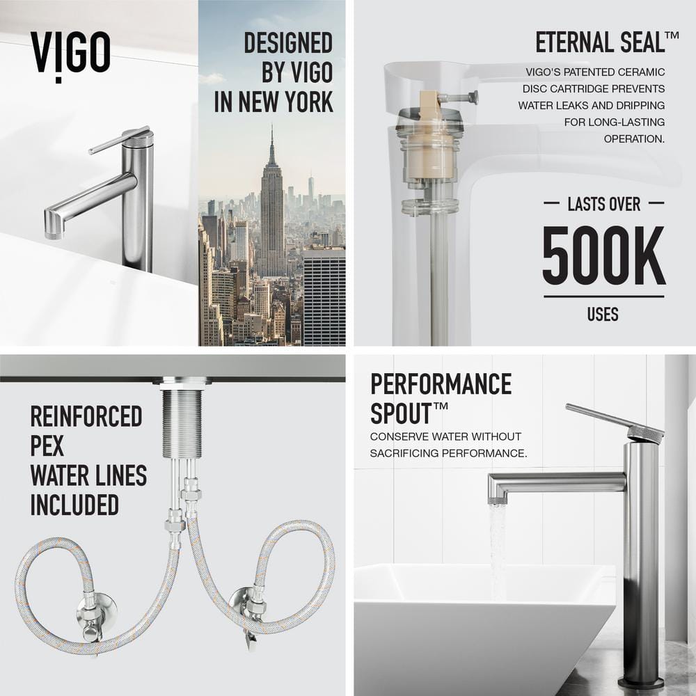 Sterling Vessel Bathroom Faucet with Diamond Knurling in Brushed Nickel