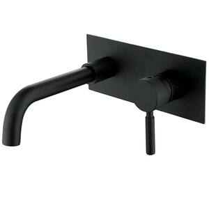 Single Handle Wall Mounted Bathroom Faucet Modern 2 Hole Brass Bathroom Sink Taps in Matte Black