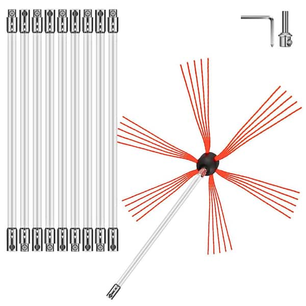 Chimney Sweep Kit 33 ft. Chimney Cleaning Tool Kits, 10 Nylon Flexible Rods, Brush 394 in. for Sweeping Fireplace