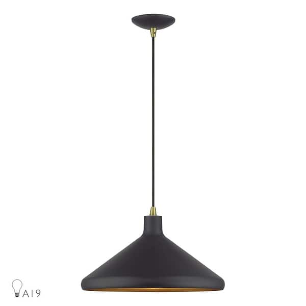 Livex Lighting Geneva 1-Light Bronze Pendant Light with Metal Shade