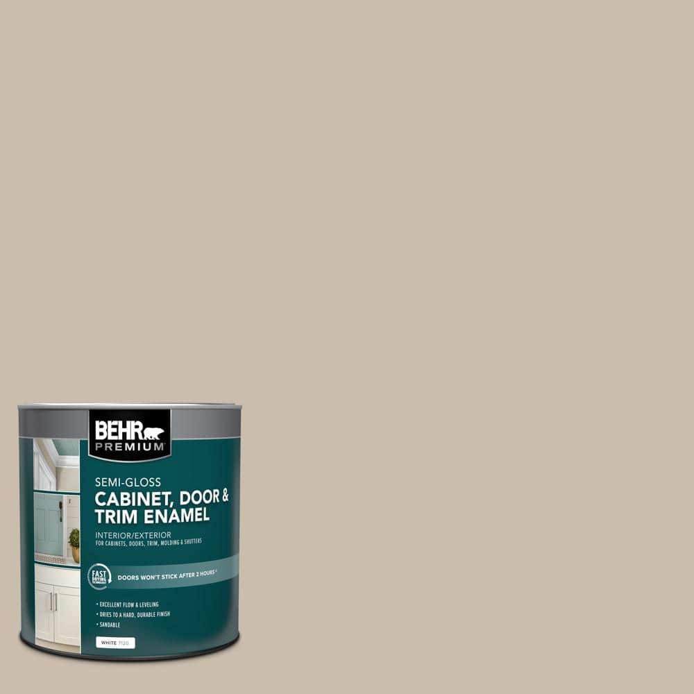 BEHR PREMIUM 1 Qt PPU5 13 Creamy Mushroom Semi Gloss Enamel Interior   Creamy Mushroom Behr Premium Cabinet Paint 712004 64 1000 