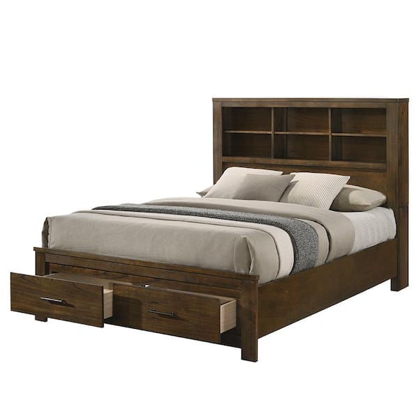 Acme Furniture Merrilee Ii Brown Wood Frame Queen Panel Bed Bd02077q 