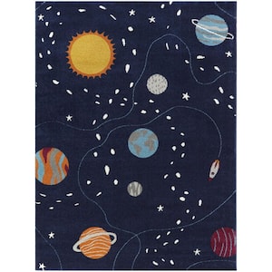 Space E x plorer Navy 3 ft. 11 in. x 5 ft. 7 in. Novelty Area Rug