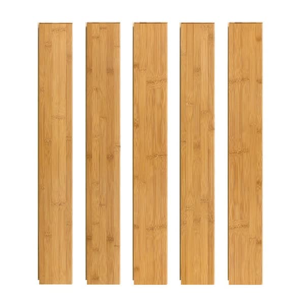 37.8 in. L x 3.78 in. W x 0.6 in. T Click-Lock Natural Solid Bamboo Hardwood Flooring, Honey (19.84 sq. ft. /Case)