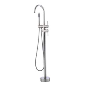 Single-Handle Freestanding Tub Faucet with Hand Shower in. Brushed Nickel Tub Filler High Flow Shower Faucets