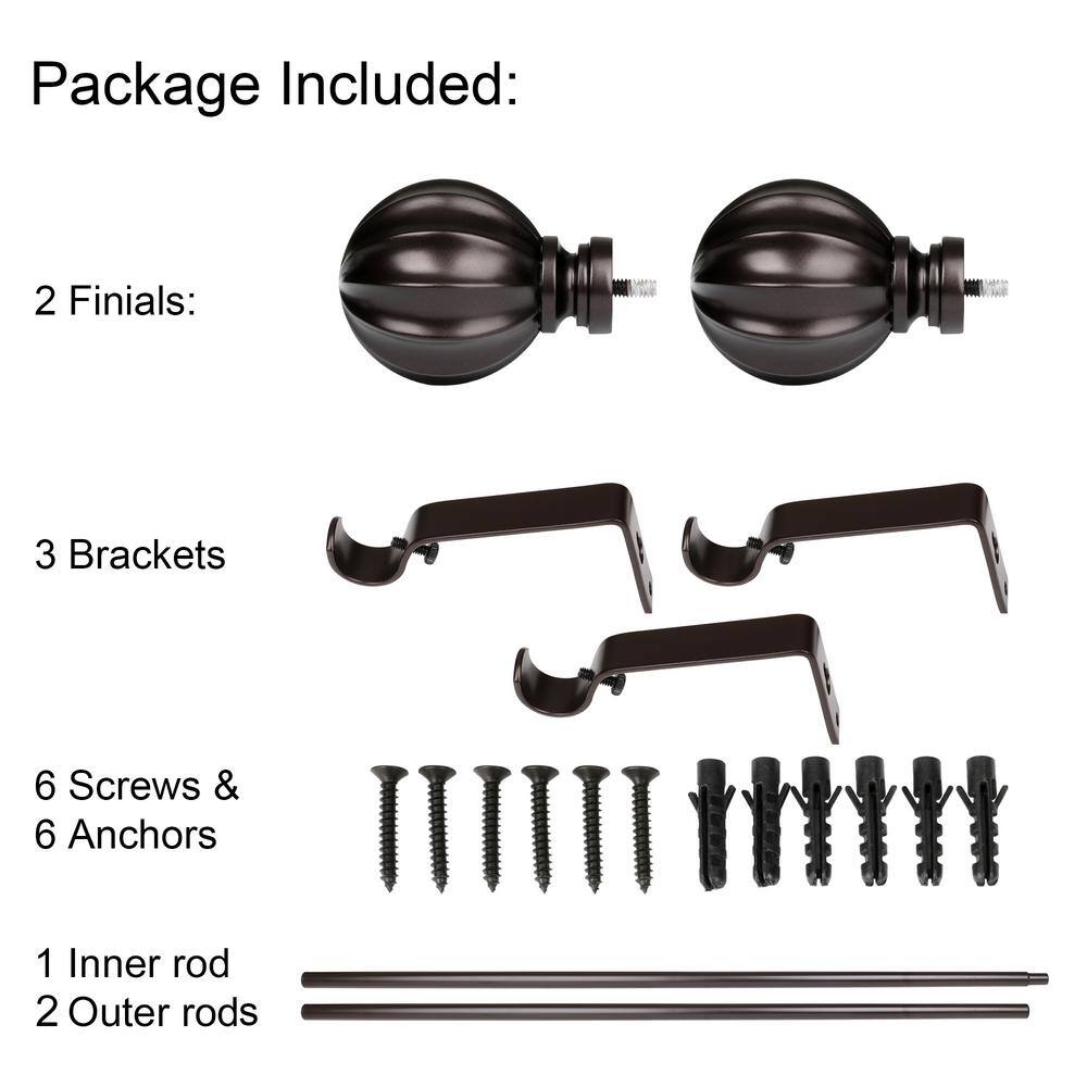 Adjustable Oil Rubbed Bronze Curtain Rod with Decorative Finials