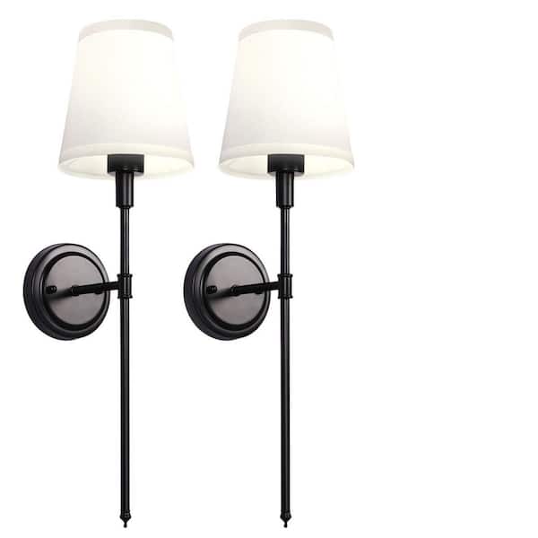 Emeritpro 6 in. 1-Light Black Wall Sconce Wireless with Remote Control Dimmable Rechargeable Wall Light (2-Pack)