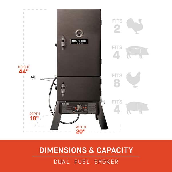Masterbuilt 30 in. Dual Fuel Propane Gas and Charcoal Smoker in Black  MB26050412 - The Home Depot