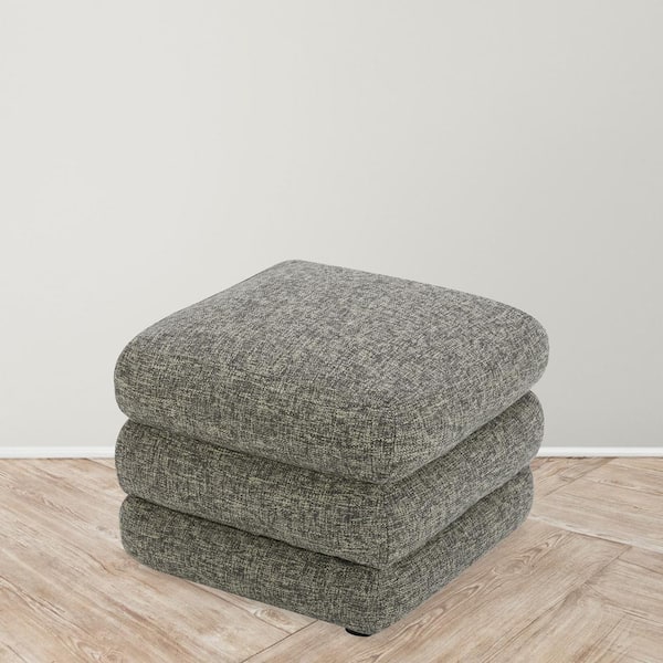 NADAAL STUDIOS Lucien Stone Tweed 21.65 in. Storage Bench with Kiln-Dried Solid Wood Frame