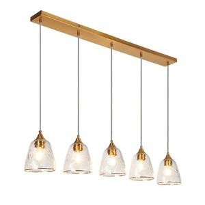Dolohovstrout 5-Light Plating Brass Island Chandelier with Textured Glass Shades and No Bulbs Included