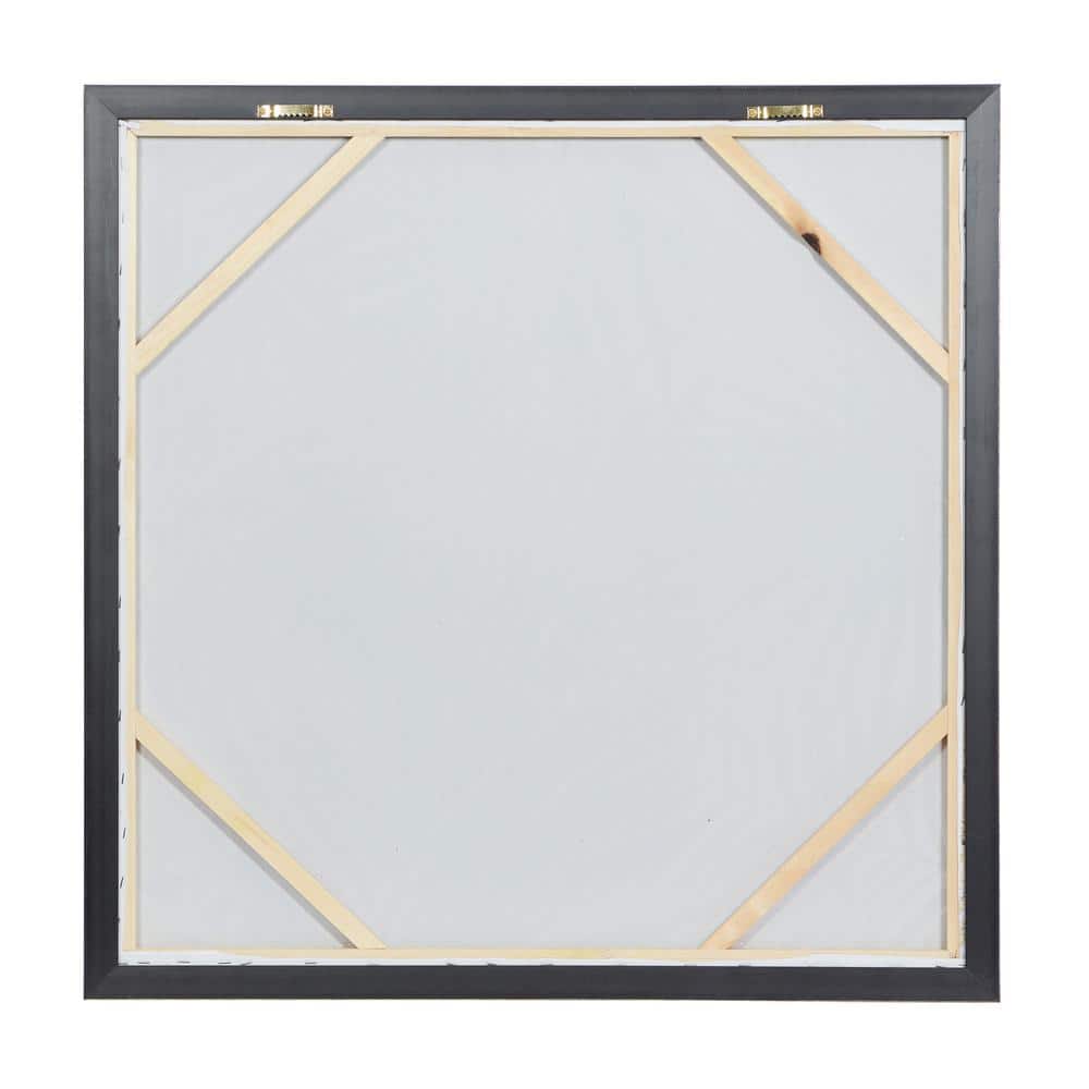 32" Blue and Gold Tropical Leaf Framed Canvas Wall Art