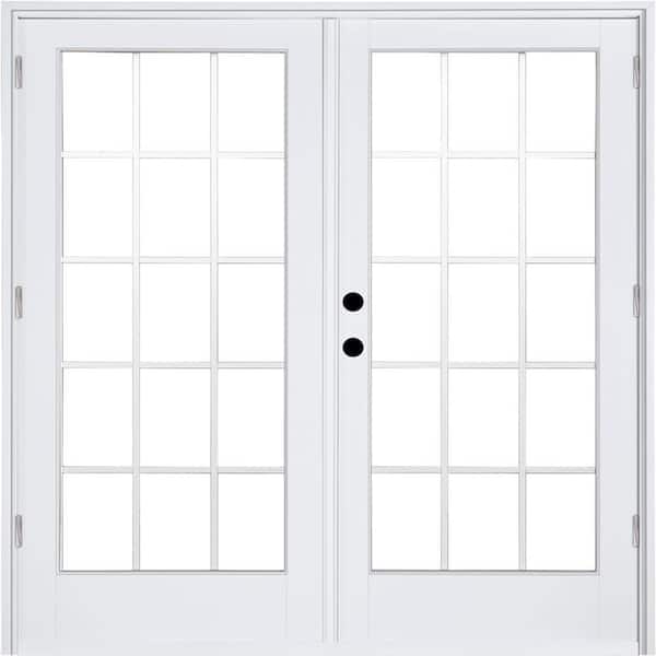 MP Doors 60 in. x 80 in. Fiberglass Smooth White Right-Hand Outswing Hinged Patio Door with 15-Lite GBG