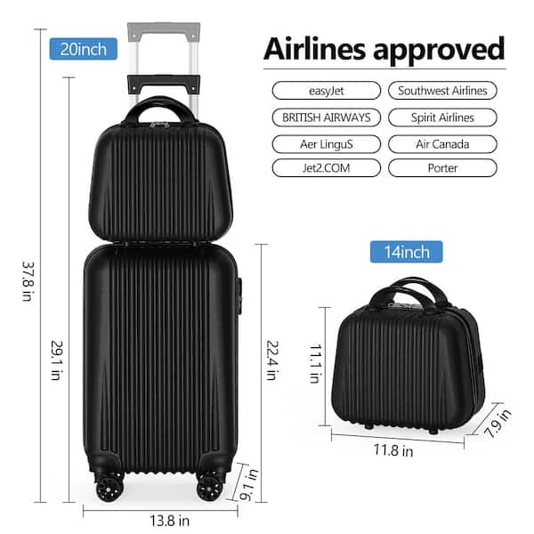 HIKOLAYAE 2-Piece Suitcase Carry On Luggage with Spinner Wheels