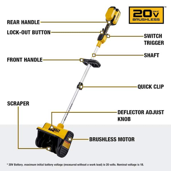 10 in. 20-Volt MAX Battery Powered Snow Shovel Snow Thrower with Adjustable Direction and Telescopic Handle-Tool Only