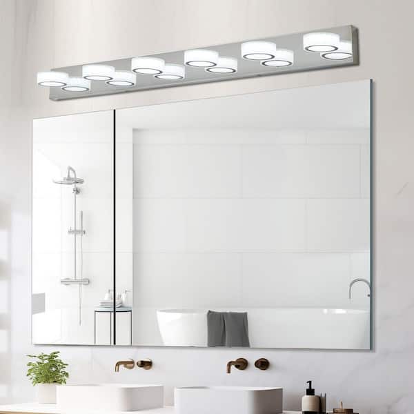 Modern 45 in. 6-Light Chrome Intelegant LED Vanity Light, Iron