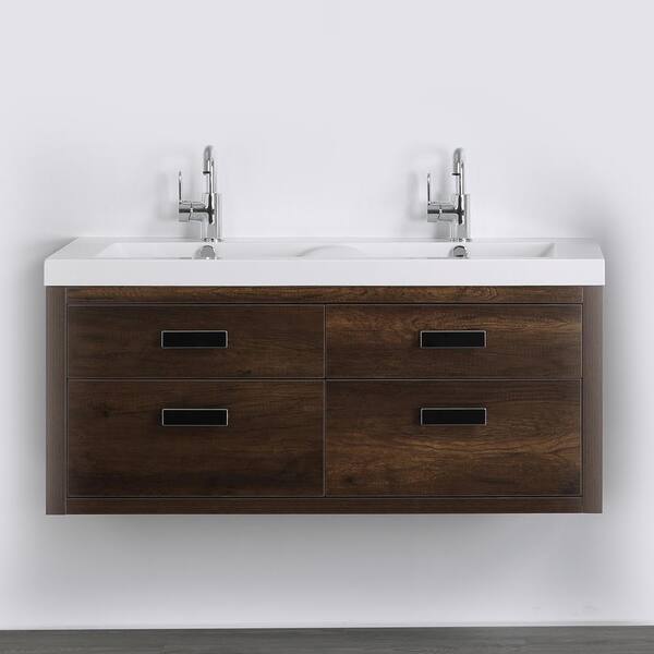 Streamline 47.2 in. W x 19.4 in. H Bath Vanity in Brown with Resin Vanity Top in White with White Basin