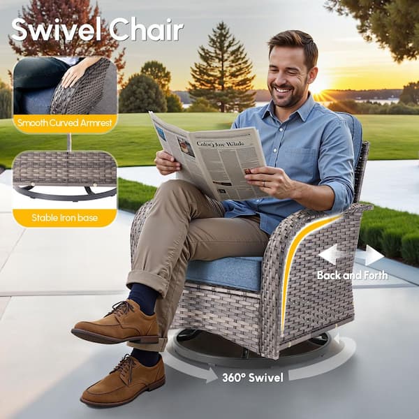 HOOOWOOO Scarlet 8-Piece Wicker Outdoor Patio Conversation