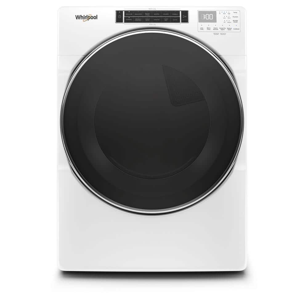7.4 cu. ft. 240-Volt White Stackable Electric Dryer with Steam and Intuitive Touch Controls, ENERGY STAR