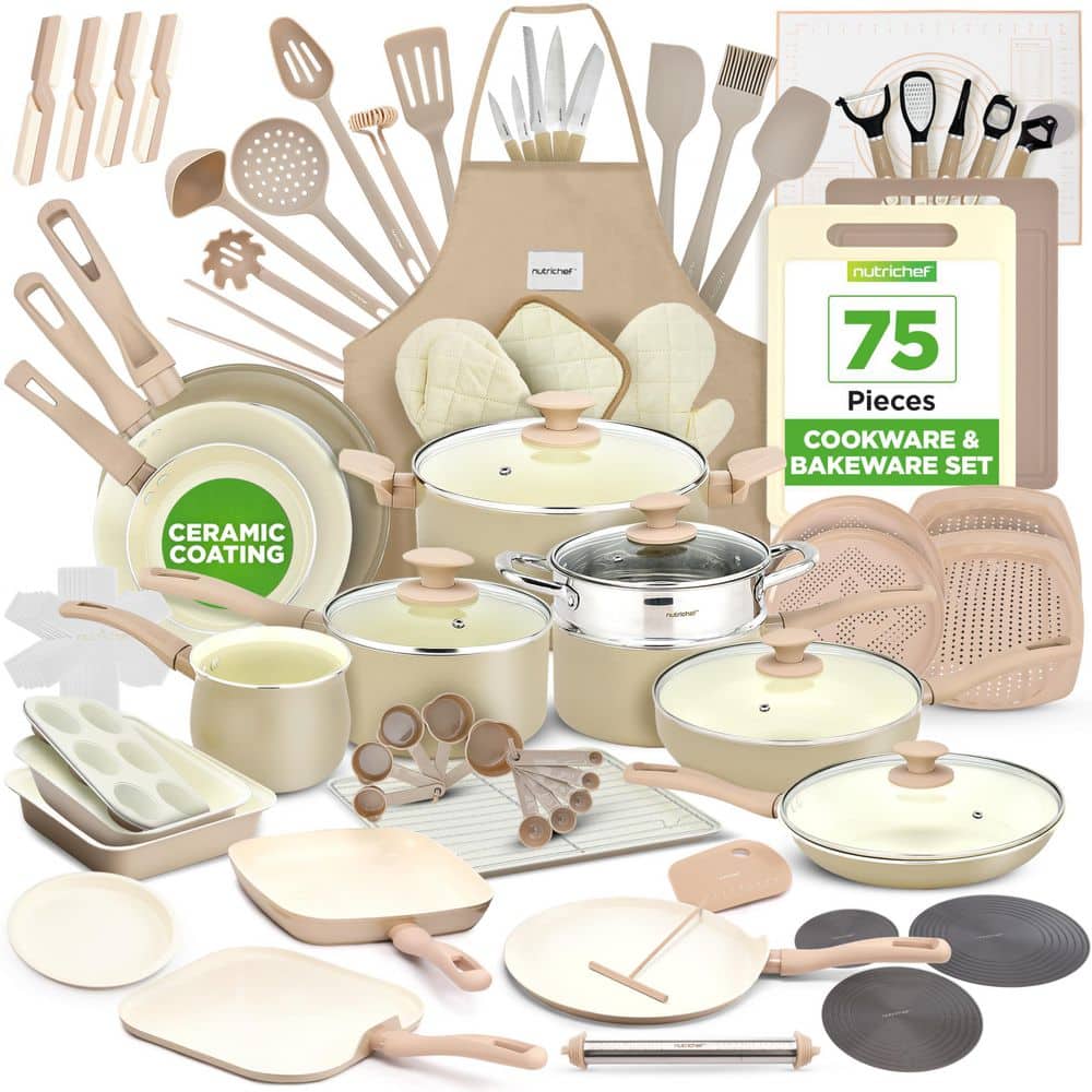 Nutrichef 75-Piece Home Kitchen Cookware, Kitchen Tools & Bakeware