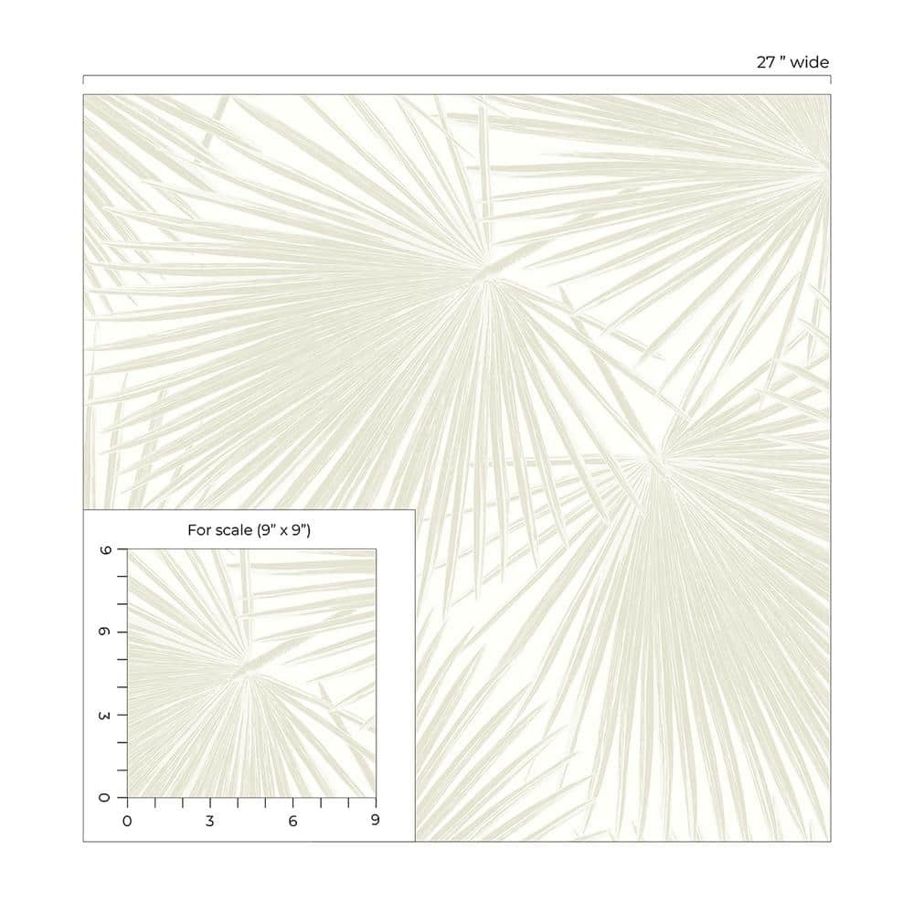 Sea Salt Vinyl Palm Leaf Peel and Stick Wallpaper Roll