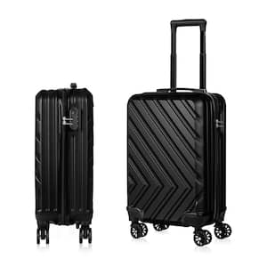 Carry On Luggage, 20 in. Hardside Suitcase ABS Spinner Luggage with Lock - Arrow in Black