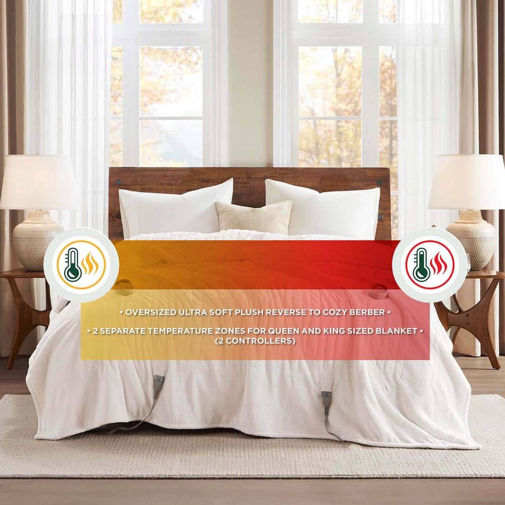 Twin Ivory Knitted Reversible Heated Blanket